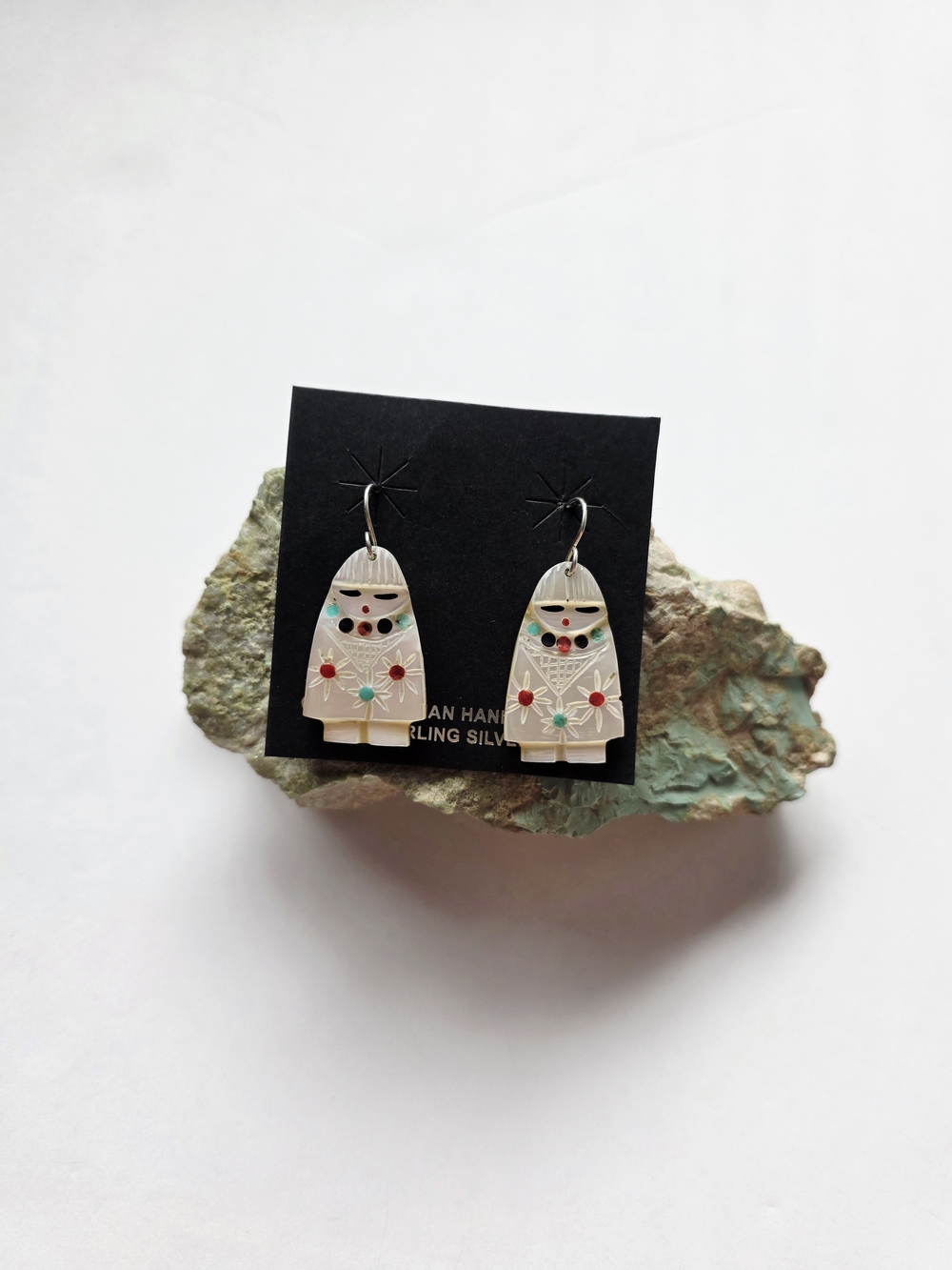 Mother Of Pearl  Corndoll Earrings Zuni Handmade